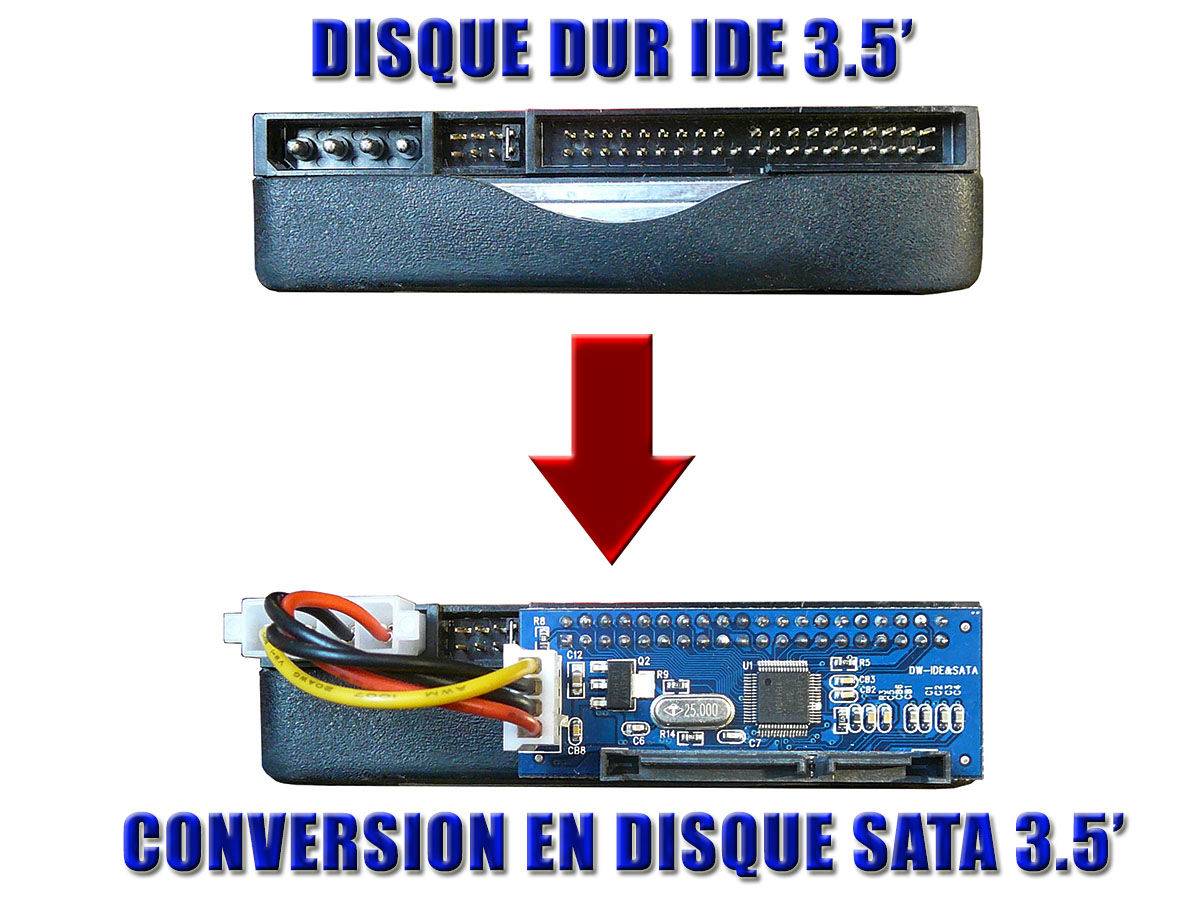 Convertisseur IDE vers SATA (1, 2 ou 3) Pour disque dur ou lecteur graveur Pour disque dur ou lecteur/graveur-1