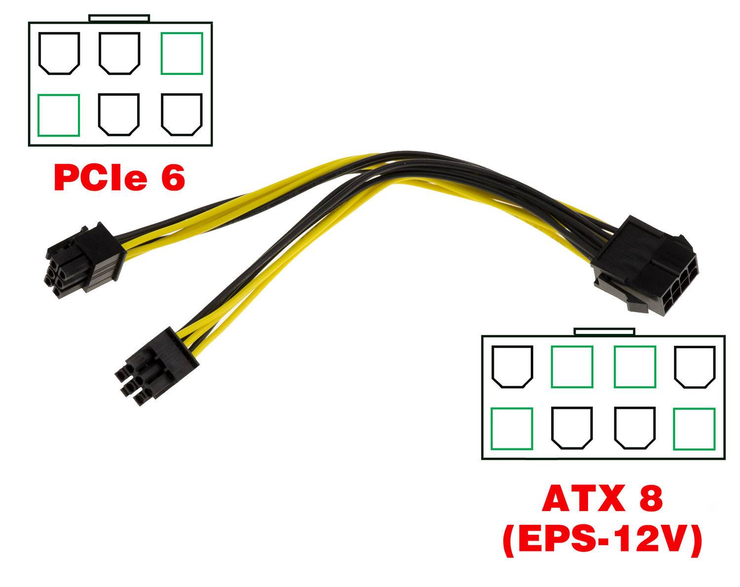 Cordon Adaptateur ATX 8 vers 2x PCIe 6 Fiche PCIe des cartes graphiques Fiche PCIe des cartes graphiques-0