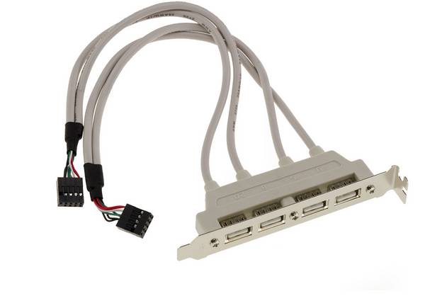 Equerre USB2 sur connecteurs internes USB 2.0 2 connecteurs USB 9 points 2 connecteurs USB 9 points
