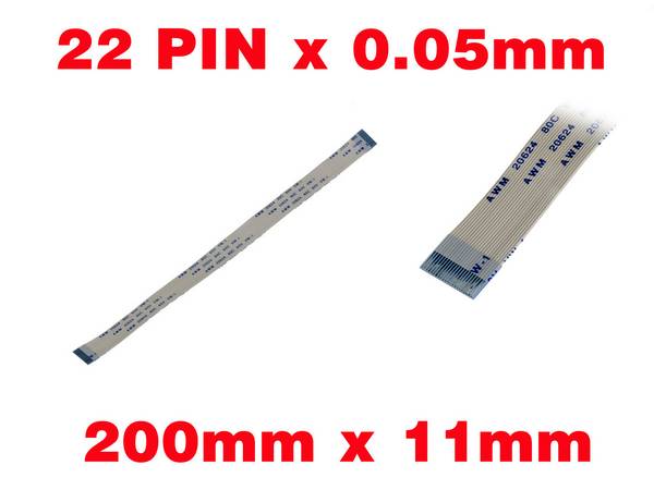 Nappe Ruban ZIF FPC 22 PINS Pas 0.5MM Longueur 200mm Largeur 11mm.