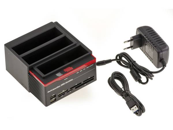 DOCKING STATION TRIPLE /// 2X SATA ET IDE 2.5 ET 3.5 /// vers USB 3.0 - HDD DOCK - FONCTION CLONAGE - Alimentation 3A