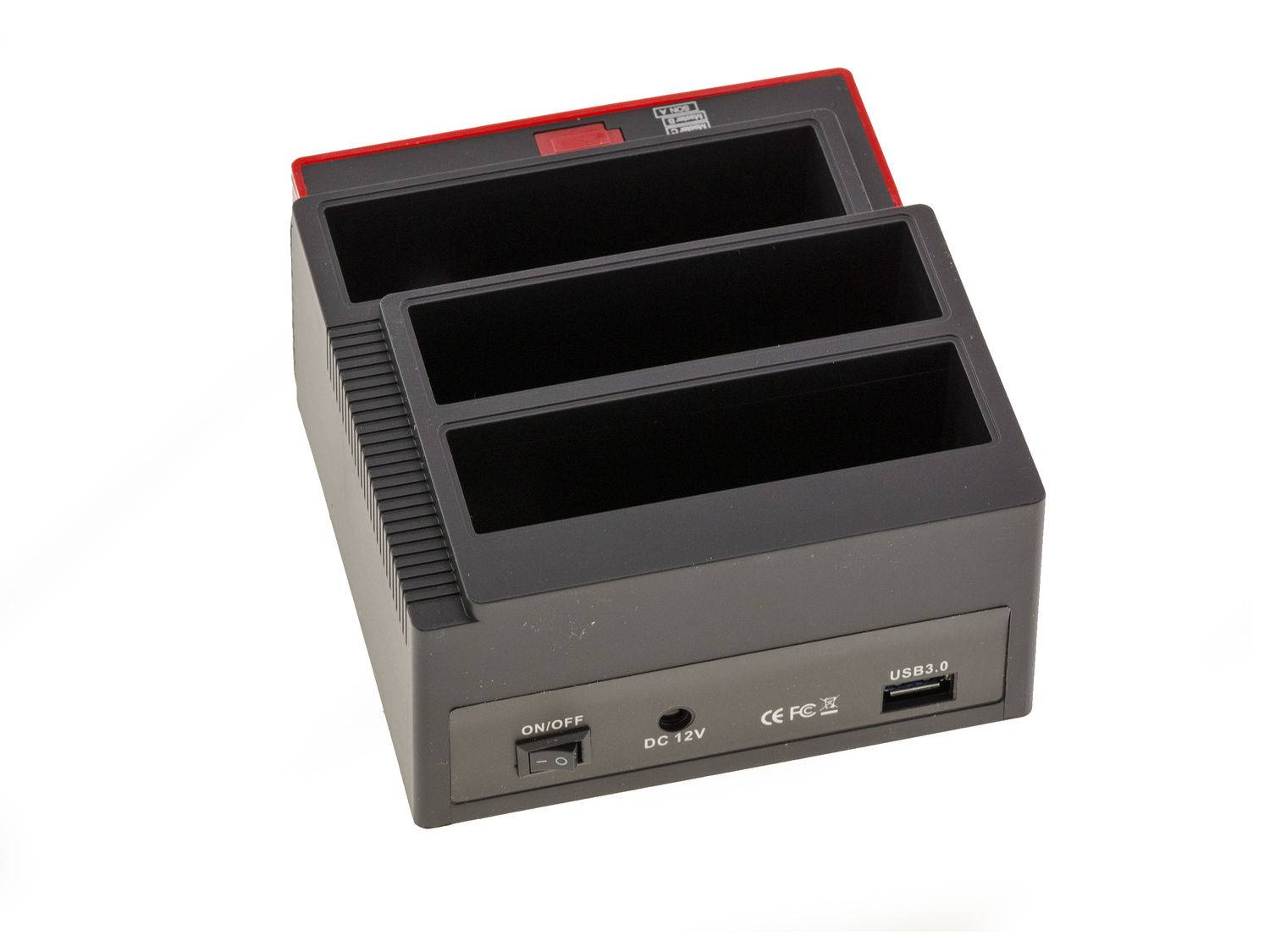 DOCKING STATION TRIPLE /// 2X SATA ET IDE 2.5 ET 3.5 /// vers USB 3.0 - HDD DOCK - FONCTION CLONAGE - Alimentation 3A-1