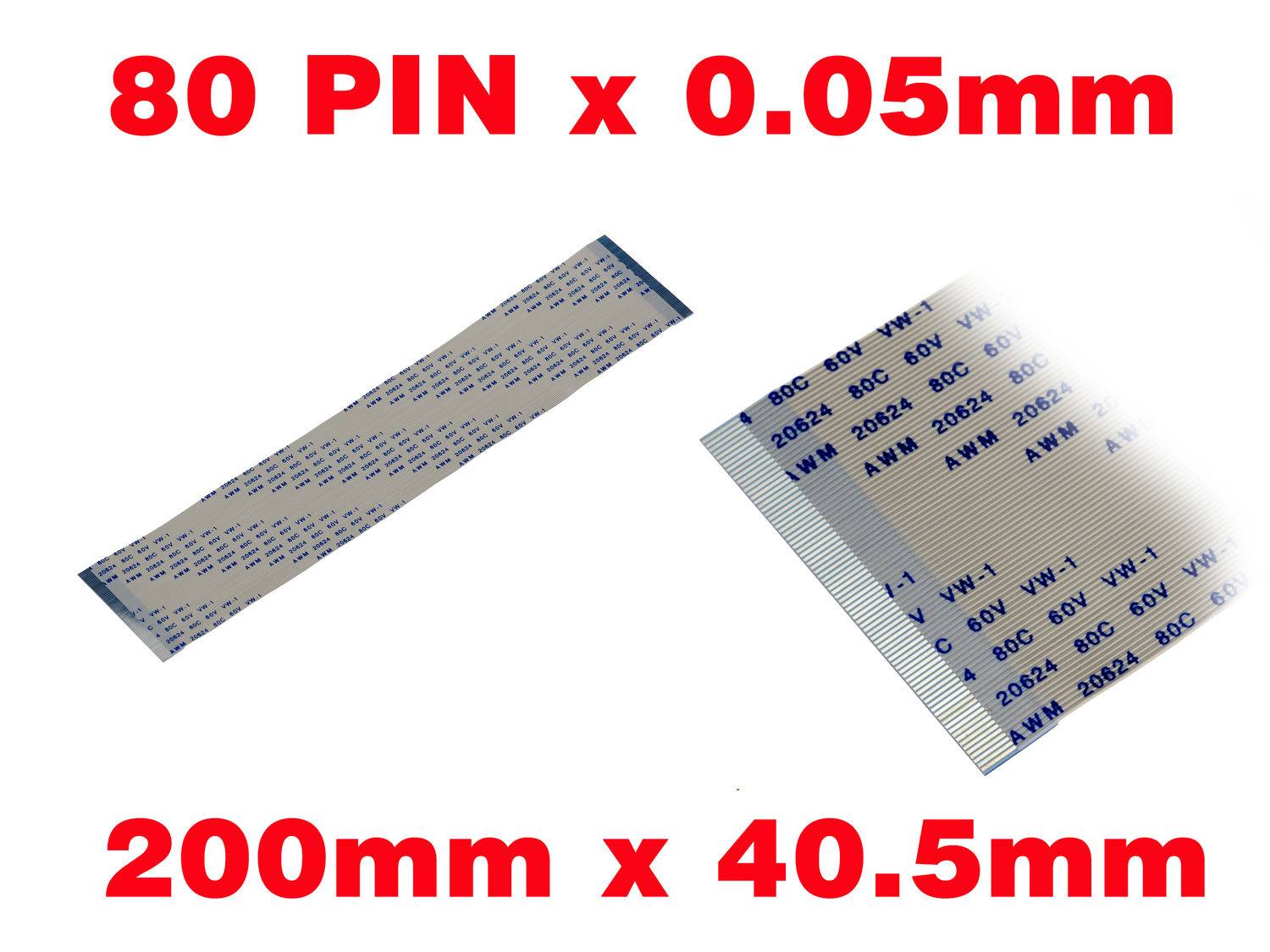 Nappe Ruban ZIF FPC 80 PINS Pas 0.5MM Longueur 200mm Largeur 40.5mm.-0