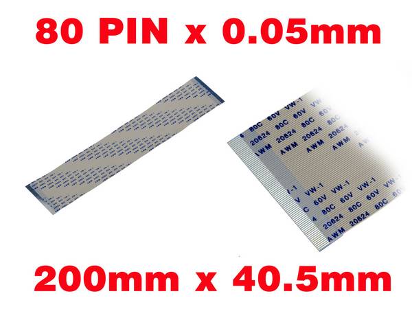 Nappe Ruban ZIF FPC 80 PINS Pas 0.5MM Longueur 200mm Largeur 40.5mm.