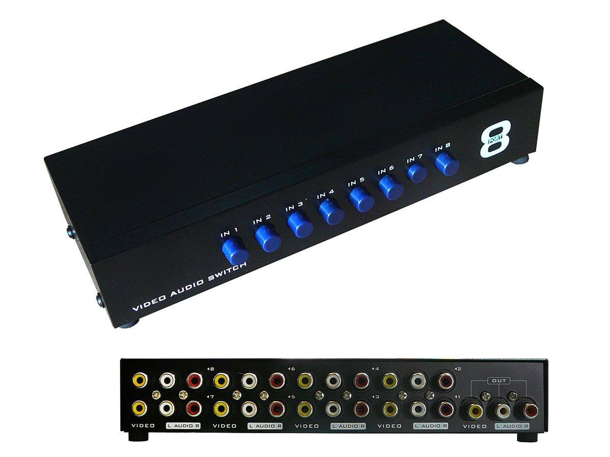 Switch Audio Stereo + Video Composite - 8 Ports - Aiguille Une entrée vers 8 Sorties ou 8 entrées vers Une Sortie-0