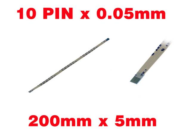 Nappe Ruban ZIF FPC 10 PINS Pas 0.5MM Longueur 200mm Largeur 5mm.
