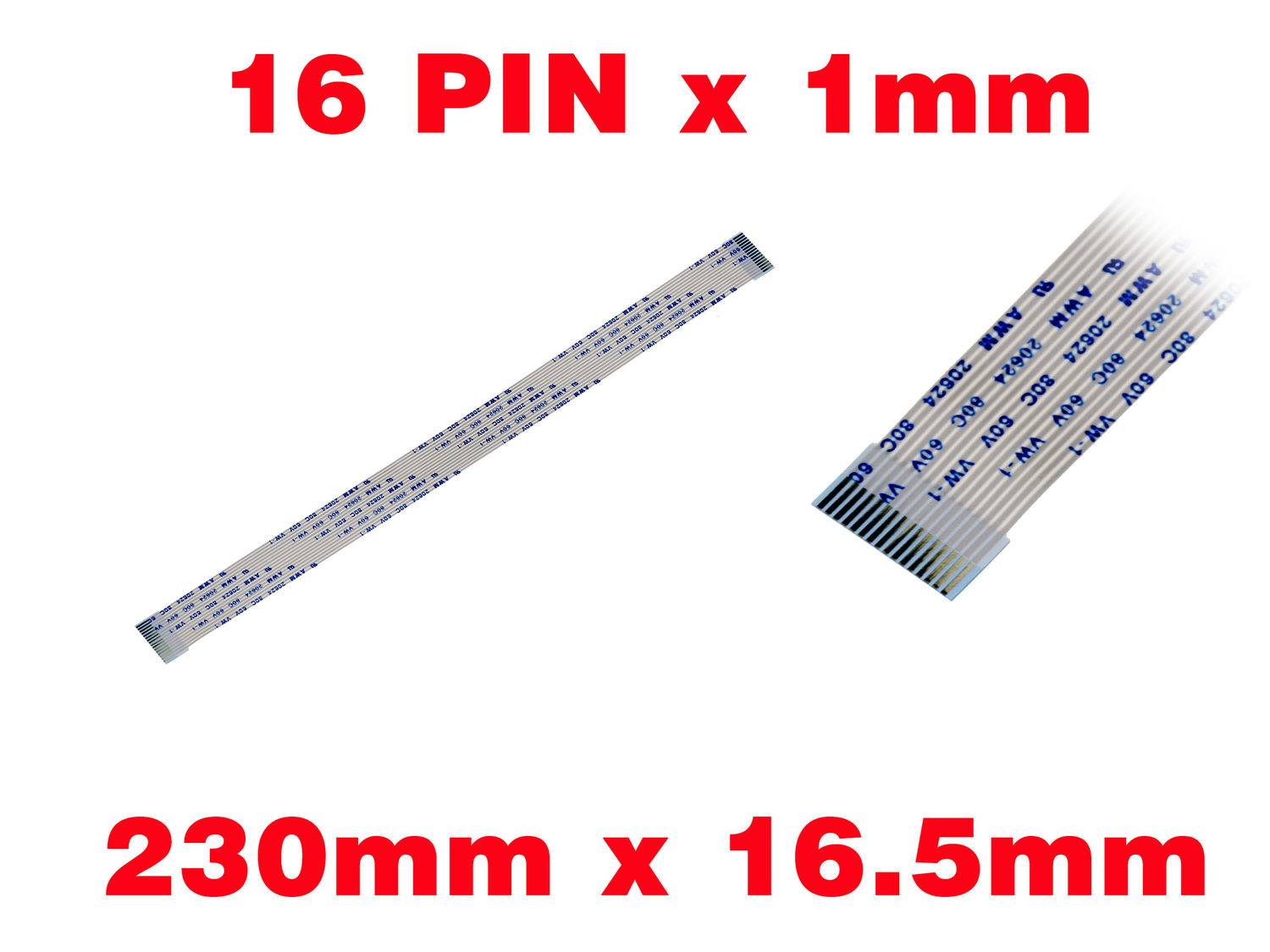 Nappe Ruban ZIF FPC 16 PINS Pas 1MM Longueur 230mm Largeur 16.5mm.-0