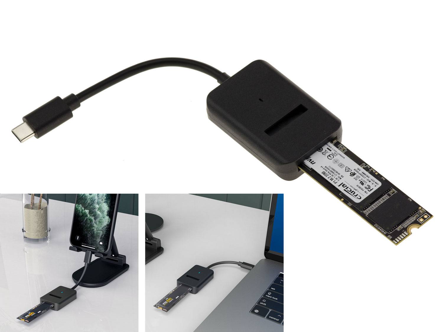 Adaptateur SSD M2 vers USB3.2 Gen2 10GB type C - Support M2 NVMe et SATA B M et B+M - Dock USB M.2 pour PC et Smartphon-0