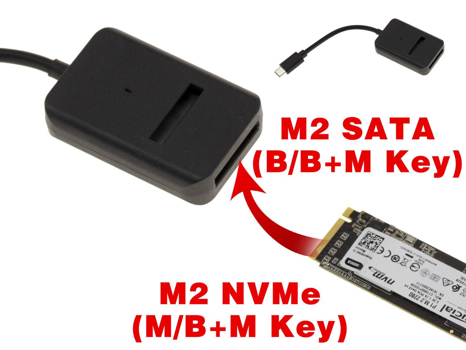 Adaptateur SSD M2 vers USB3.2 Gen2 10GB type C - Support M2 NVMe et SATA B M et B+M - Dock USB M.2 pour PC et Smartphon-2