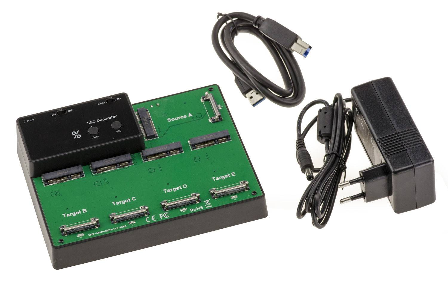 DOCKING STATION. Dock pour 5 SSD mSATA Liaison USB3.0 AVEC FONCTION CLONAGE. Alimentation-0