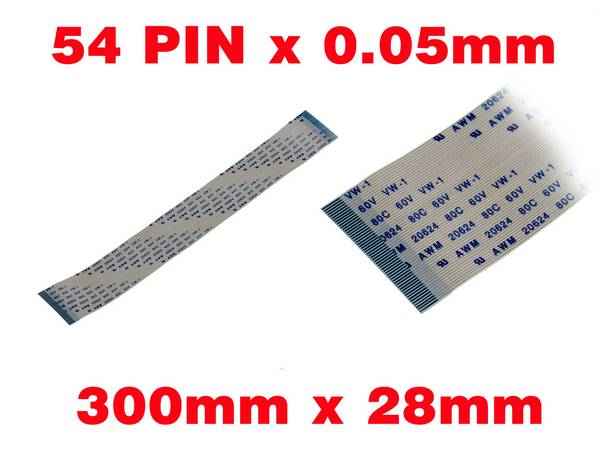 Nappe Ruban ZIF FPC 54 PINS Pas 0.5MM Longueur 300mm Largeur 28mm.