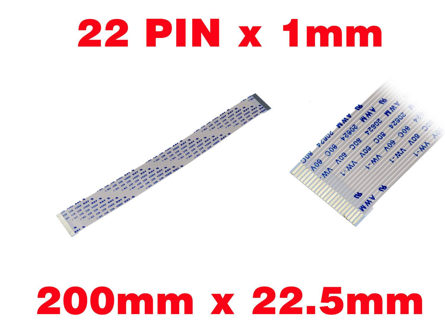 Nappe Ruban ZIF FPC 22 PINS Pas 1MM Longueur 200mm Largeur 22.5mm.-0