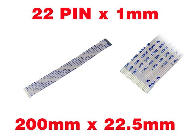 Nappe Ruban ZIF FPC 22 PINS Pas 1MM Longueur 200mm Largeur 22.5mm.