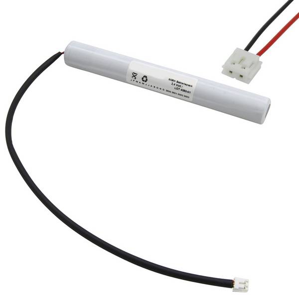 Batterie d'éclairage de secours pour Elubat 137887, 2,4 volts avec câble et fiche
