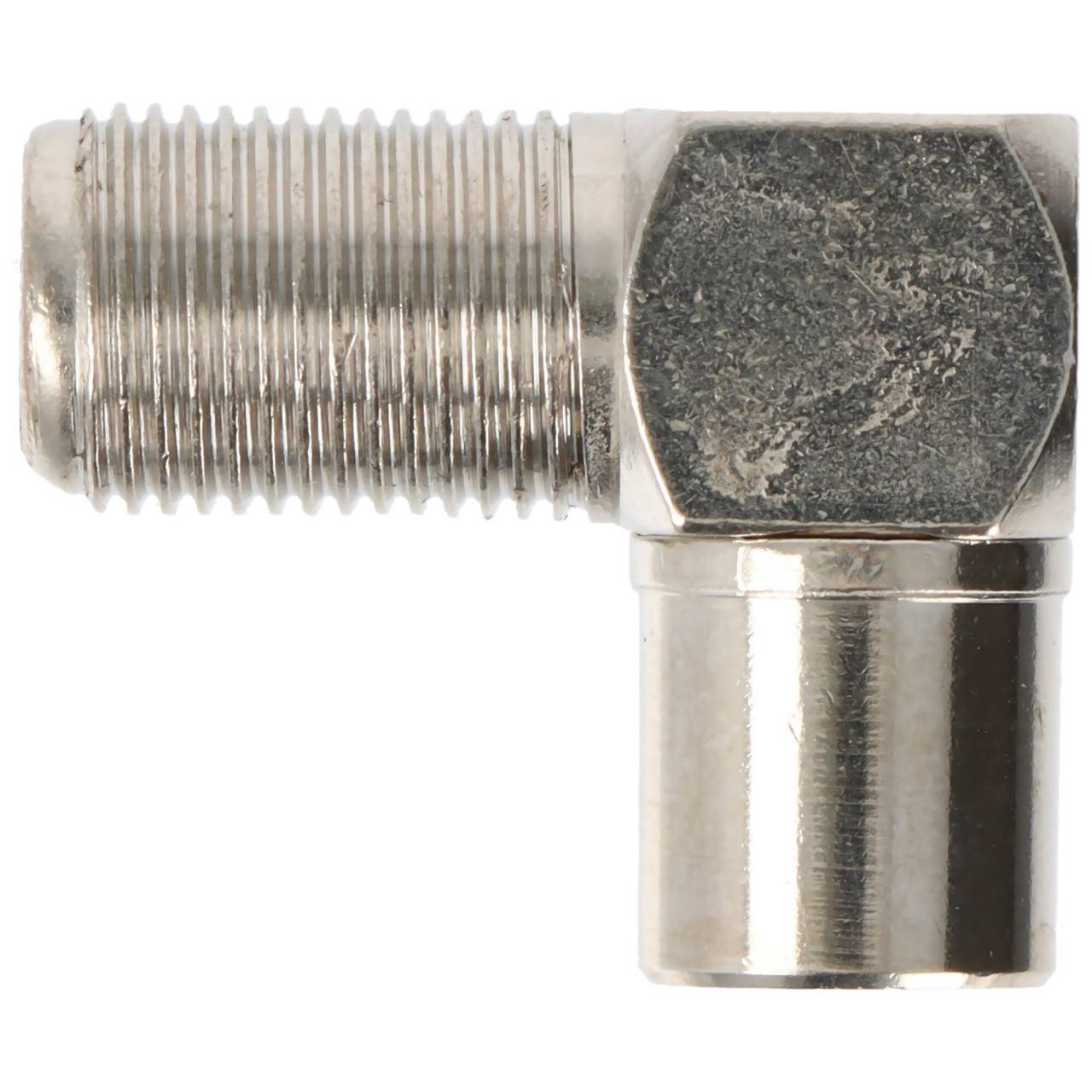 Adaptateur d'angle Goobay : prise F > fiche coaxiale 90° - fiche d'adaptation en zinc-2
