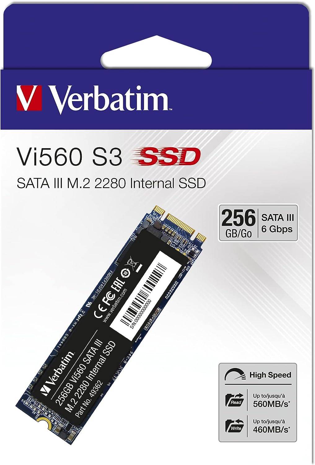 Verbatim SSD 256 Go, SATA-III, M.2 2280 Vi560 S3, (R) 560 Mo/s, (W) 460 Mo/s, Vente au détail-3