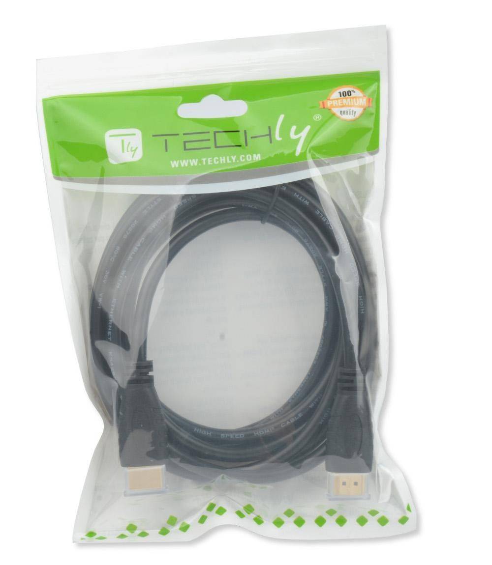 Câble de raccordement TECHly HDMI Fiche mâle HDMI-A, Fiche mâle HDMI-A 1.00 m noir ICOC-HDMI2-4-010 Câble HDMI-8