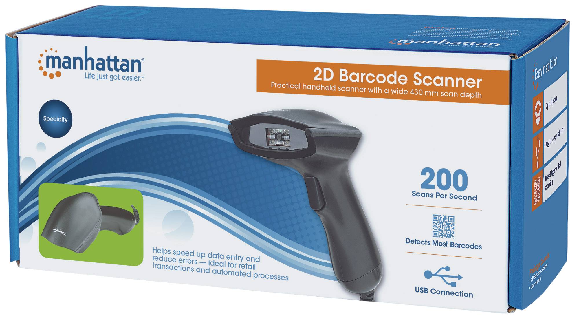 Lecteur de code-barres Manhattan 177603 USB-Kit USB noir-4