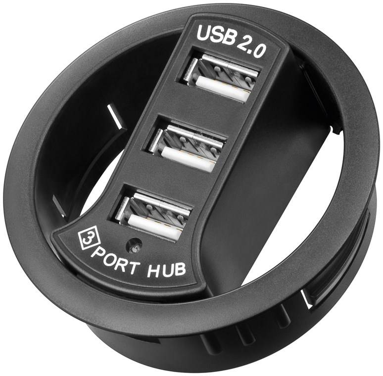 Goobay 3-way USB 2.0 Hi-Speed HUB/distributeur intégré - pour installation dans des douilles de table de 60 mm-2
