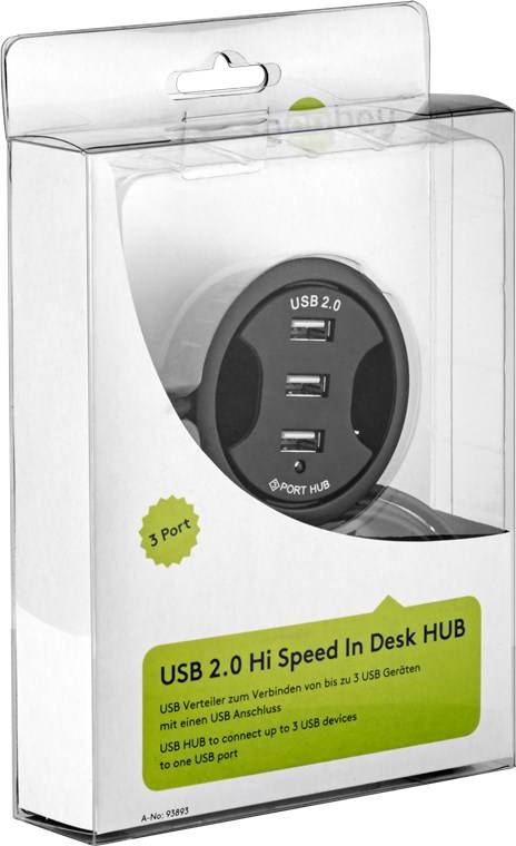 Goobay 3-way USB 2.0 Hi-Speed HUB/distributeur intégré - pour installation dans des douilles de table de 60 mm-3