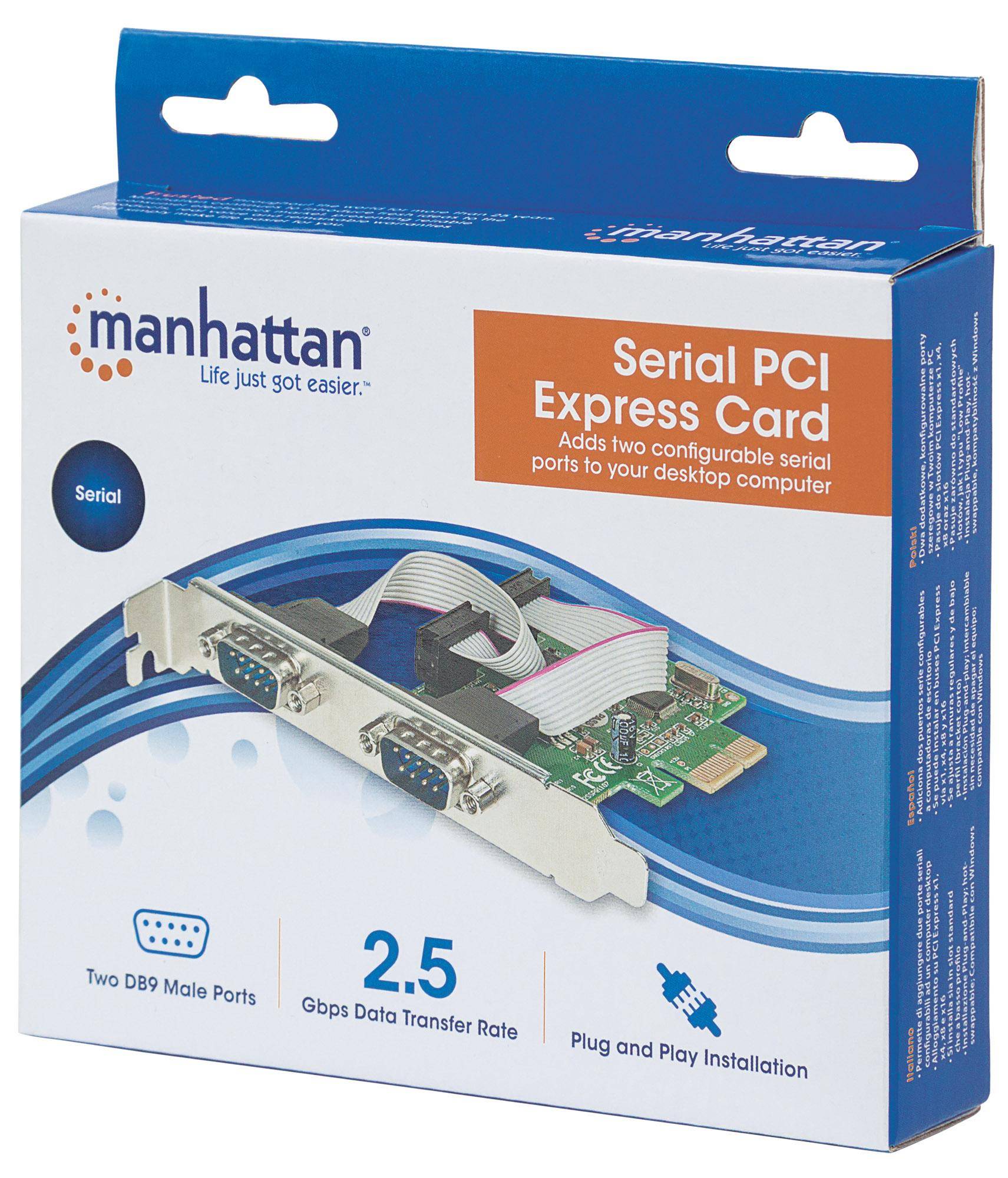 Manhattan 152082 2 ports Carte enfichable sérielle sériel (9 broches) PCIe-4