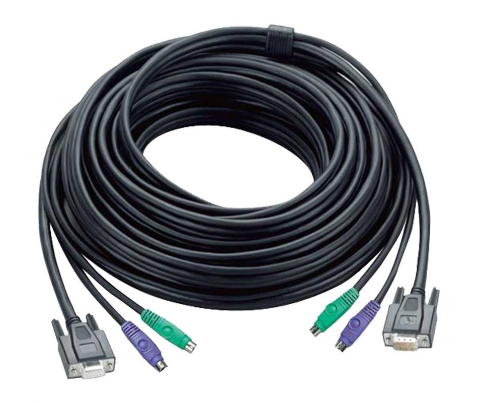 ATEN KVM Câble de raccordement [1x VGA mâle, PS/2 mâle, PS/2 mâle - 1x VGA femelle, PS/2 mâle, PS/2 mâle] 5.00 m noir-2