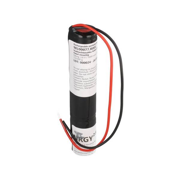 Batterie pour éclairage de secours Batterie NiMH de 3.6 Volt, 3000mAh avec câbles