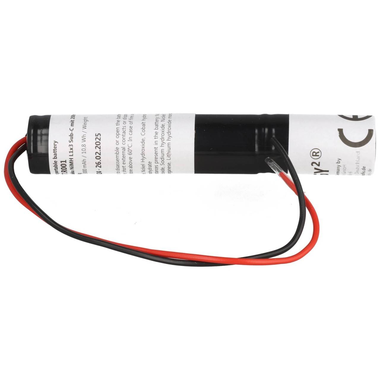 Batterie pour éclairage de secours Batterie NiMH de 3.6 Volt, 3000mAh avec câbles-4