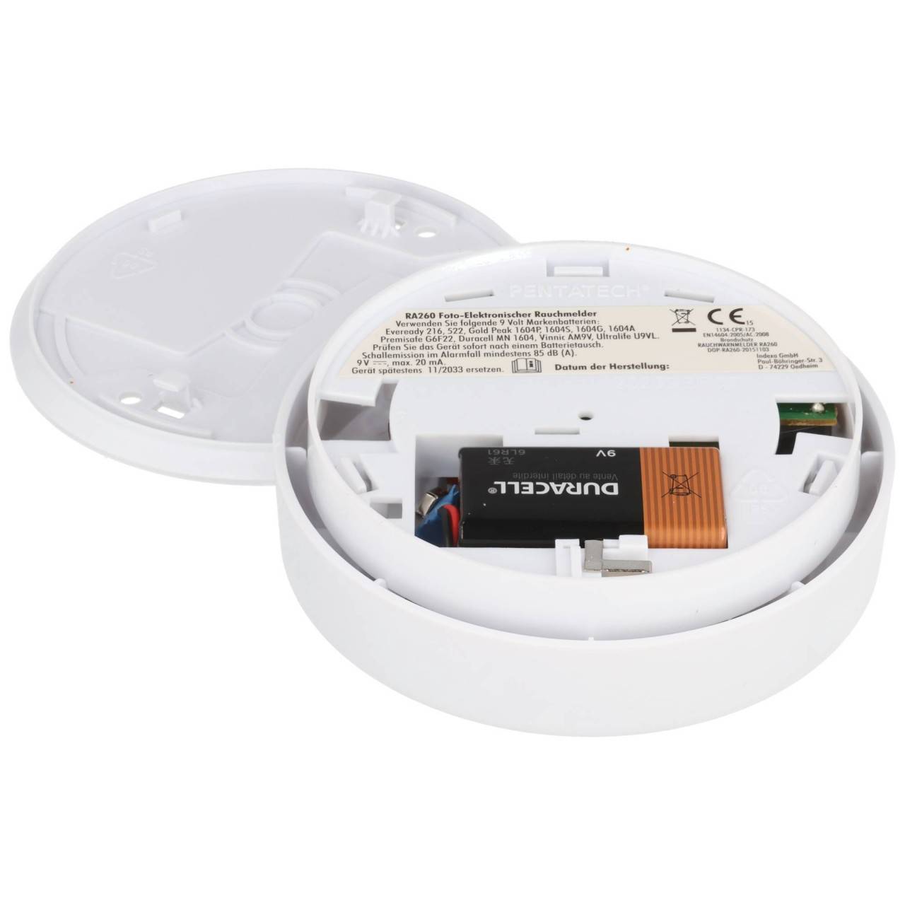 Détecteur de fumée photoélectrique avec avertissement sonore de 85 dB (A), batterie incluse-2