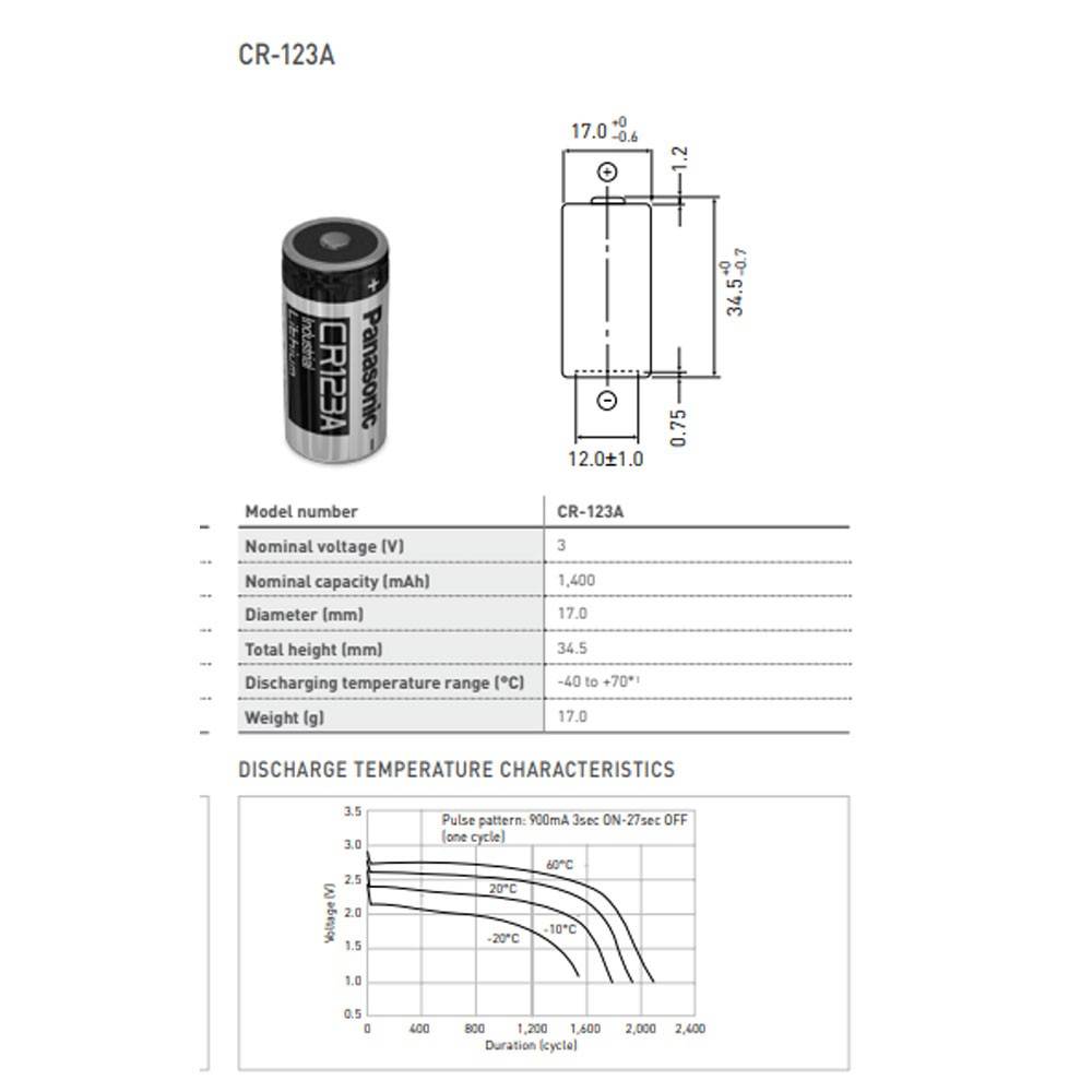 Batterie photo Panasonic CR-123PE / BN 400 pièces CR123A Lithium 3 Volt 1400mAh, peut être stockée jusqu'à 10 ans-1