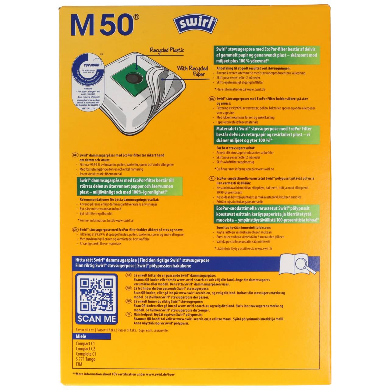Sac aspirateur Swirl M50 (M51 / M53) MicroPor Plus pour aspirateurs Miele-2