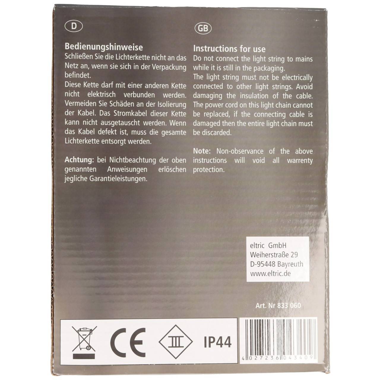 Guirlande lumineuse LED EGB 40 cônes blancs LED 4027236043409-4