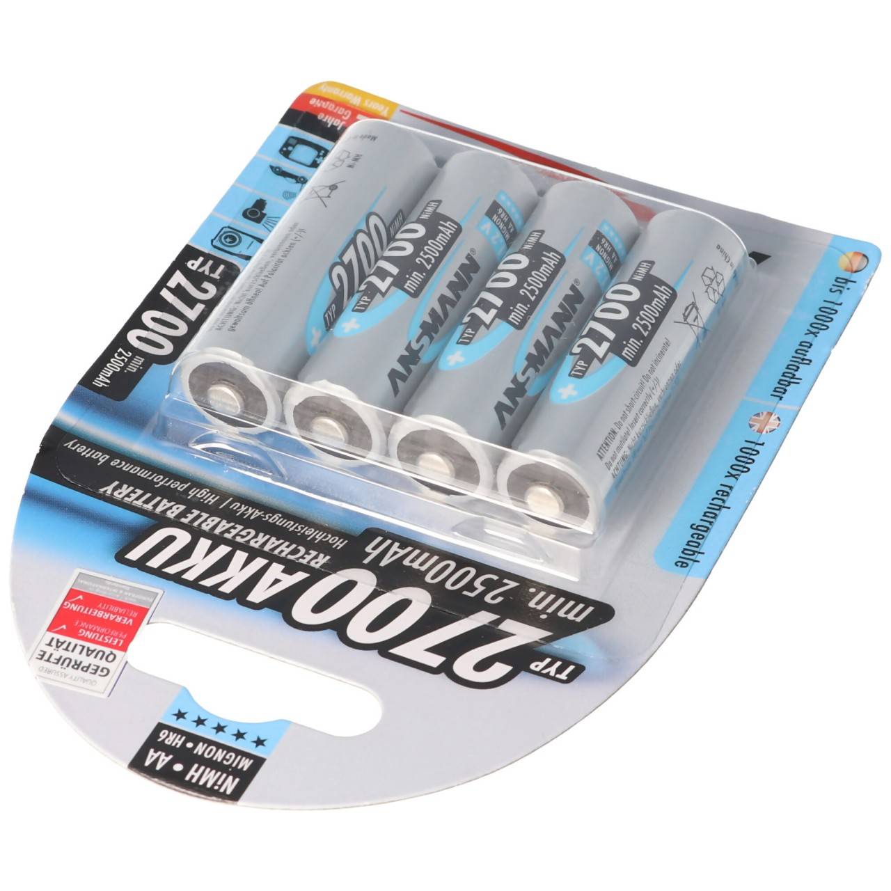 Pile photo Ansmann NiMH 1.2V AA 2700mAh 4 pièces, y compris AccuSafe-3