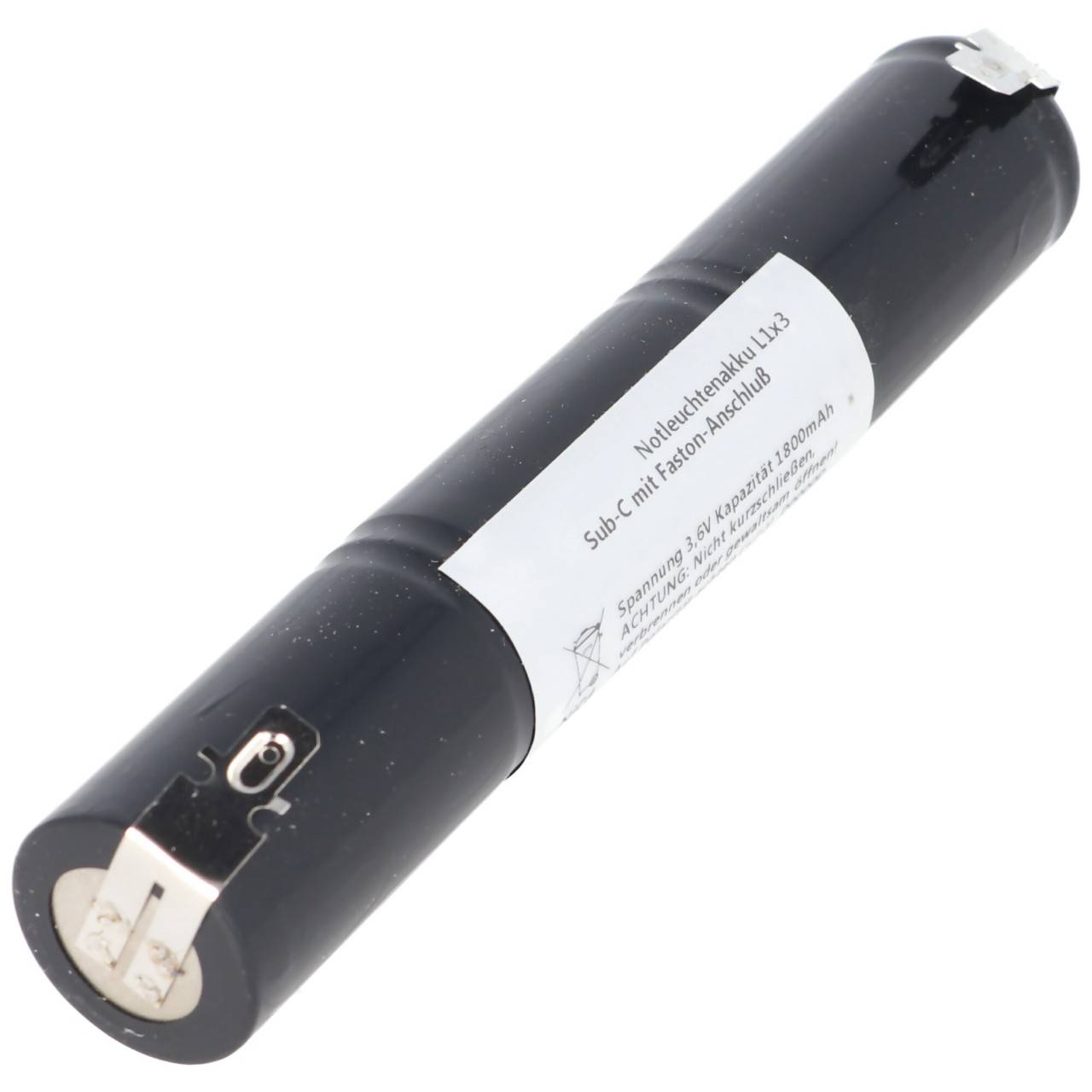 Batterie lumière de secours NiCd 3.6V 1800mAh L1x3 Sub-C avec connecteur Faston adapté à la batterie 3.6V-1