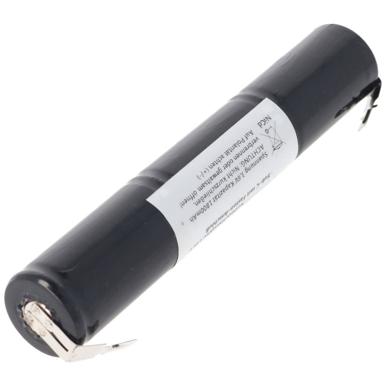 Batterie lumière de secours NiCd 3.6V 1800mAh L1x3 Sub-C avec connecteur Faston adapté à la batterie 3.6V-2