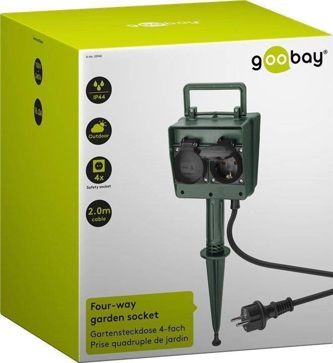 Prise de jardin Goobay, quadruple - particulièrement adaptée à une utilisation en extérieur - étanche aux projections...-2