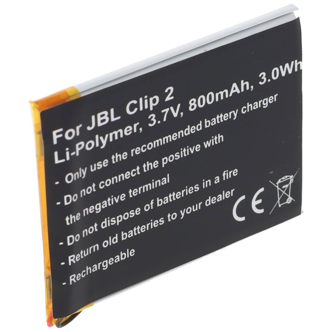 Batterie pour JBL Clip 2, Li-Polymer, 3.7V, 800mAh, 3.0Wh, intégrée, sans outil-1