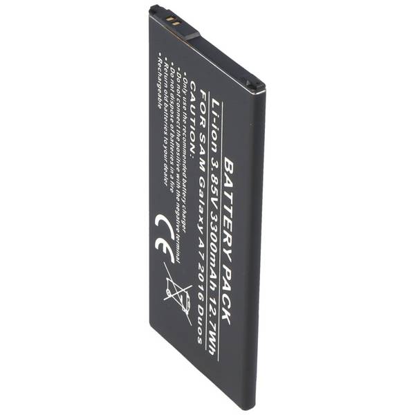 Batterie pour Samsung Galaxy A7 2016 Duo, Li-ion, 3.85V, 3300mAh, 12.7Wh