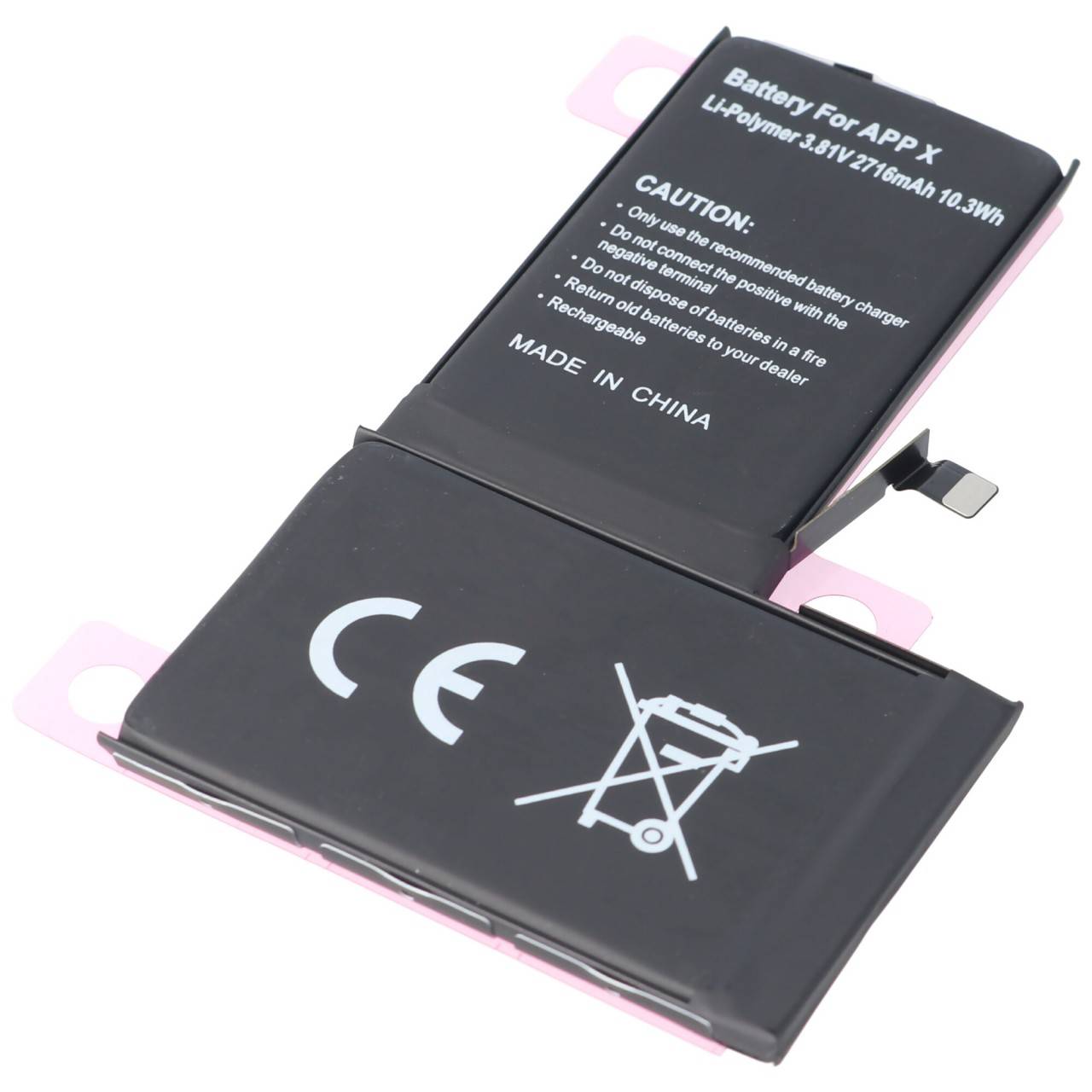 Batterie pour Apple iPhone X, Li-Polymer, 3.81V, 2716mAh, 10.3Wh, intégrée, sans outil-2