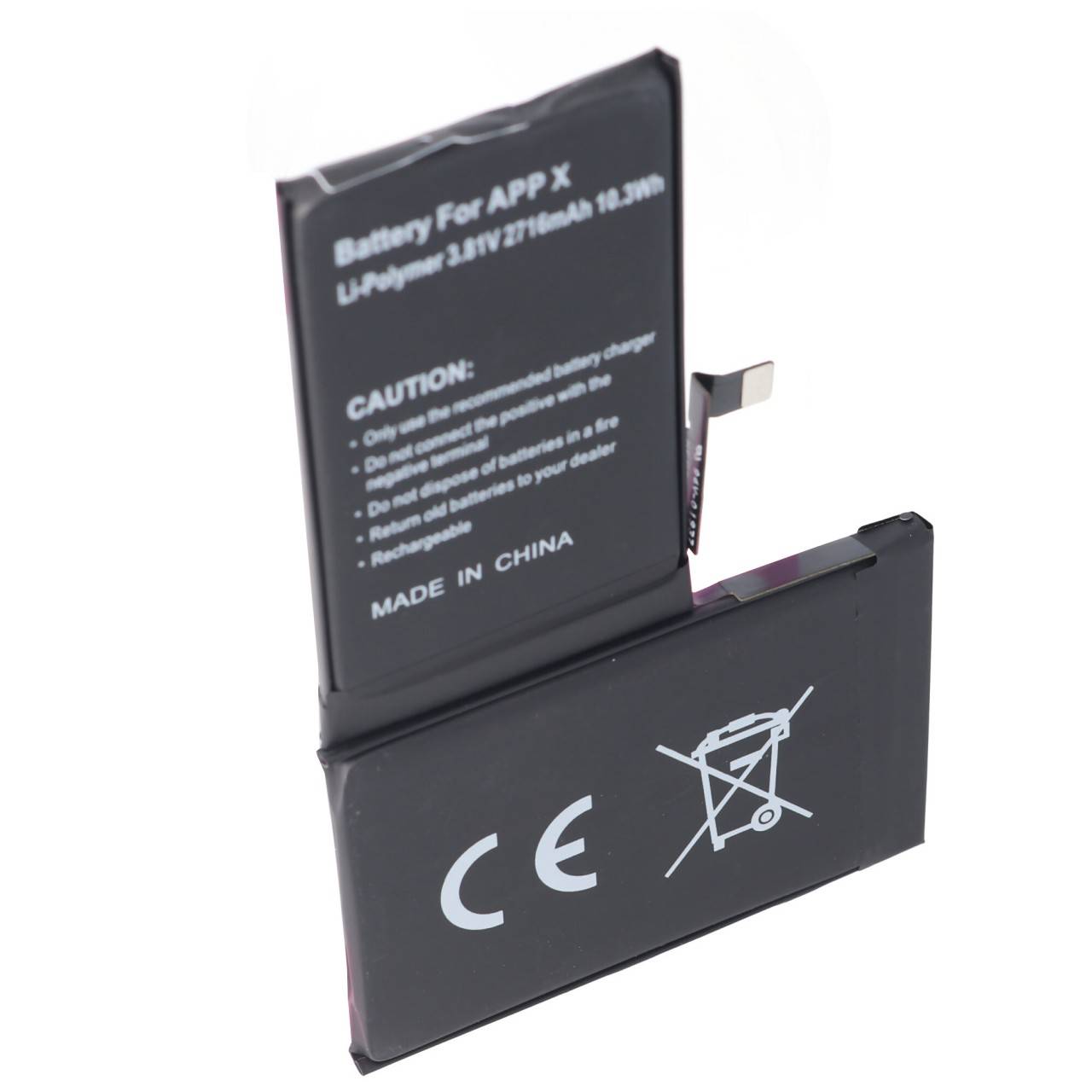 Batterie pour Apple iPhone X, Li-Polymer, 3.81V, 2716mAh, 10.3Wh, intégrée, sans outil-3