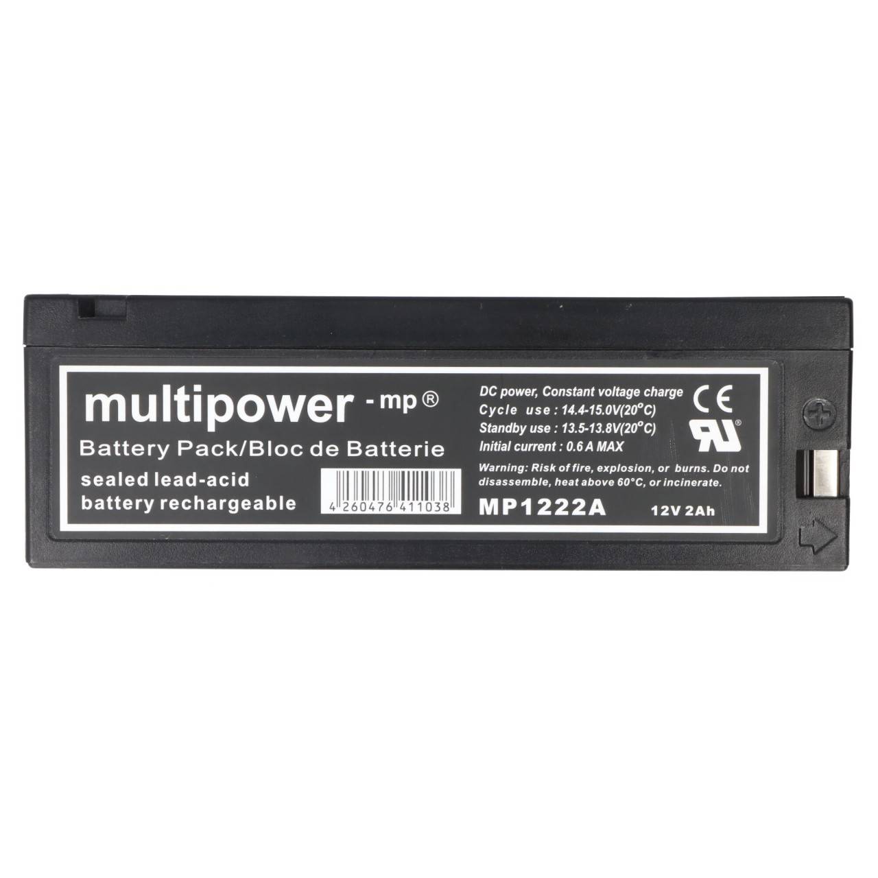 Multipower MP1222A 12V 2.2Ah remplace la batterie plomb LC-SA122R3BG batterie plomb gel AGM
