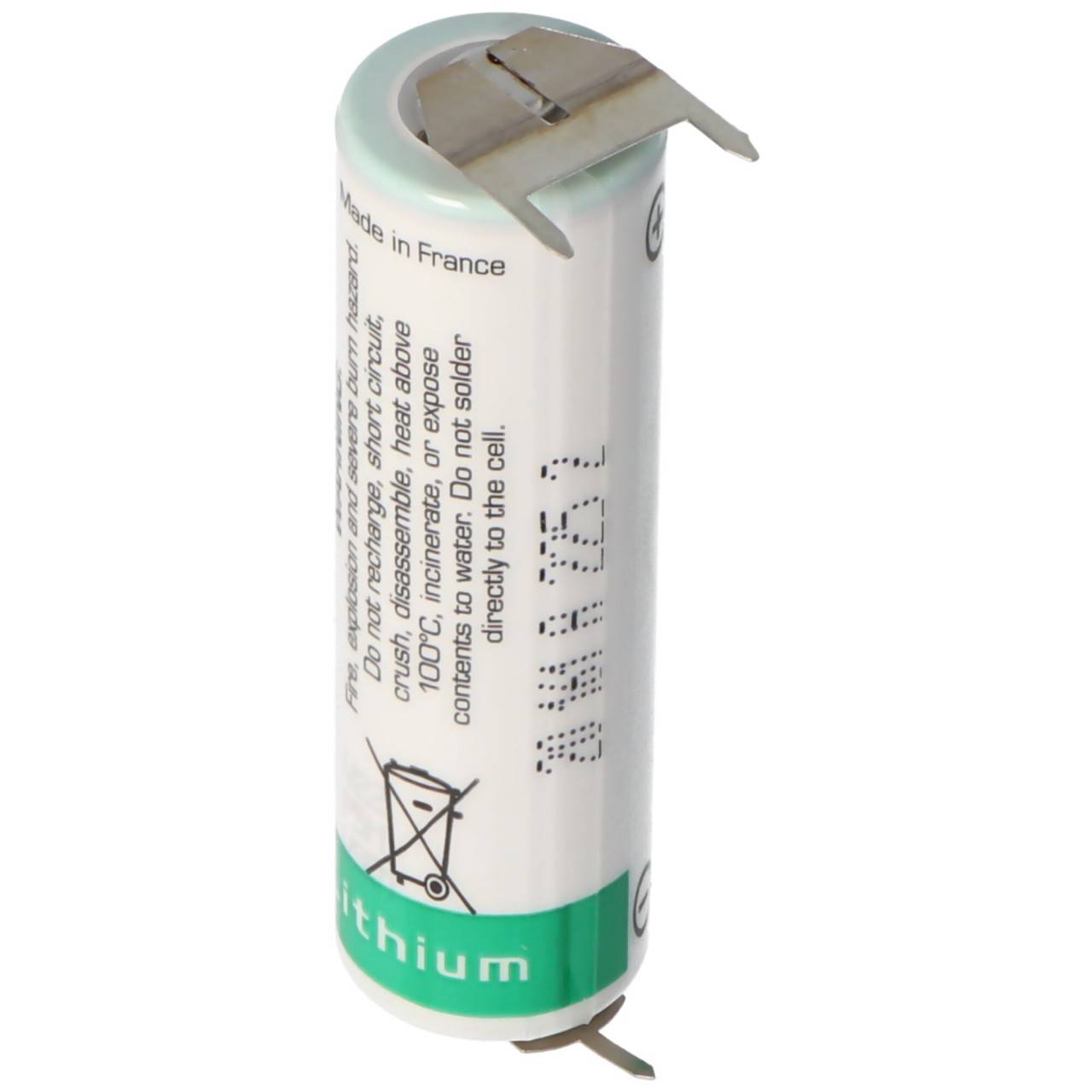 Saft LS14500 AA Pile lithium 3,6 volts avec connexion d'impression, LS14500 LiSOCl2 2600mAh 1er Imprimer - / 2er Print +-0