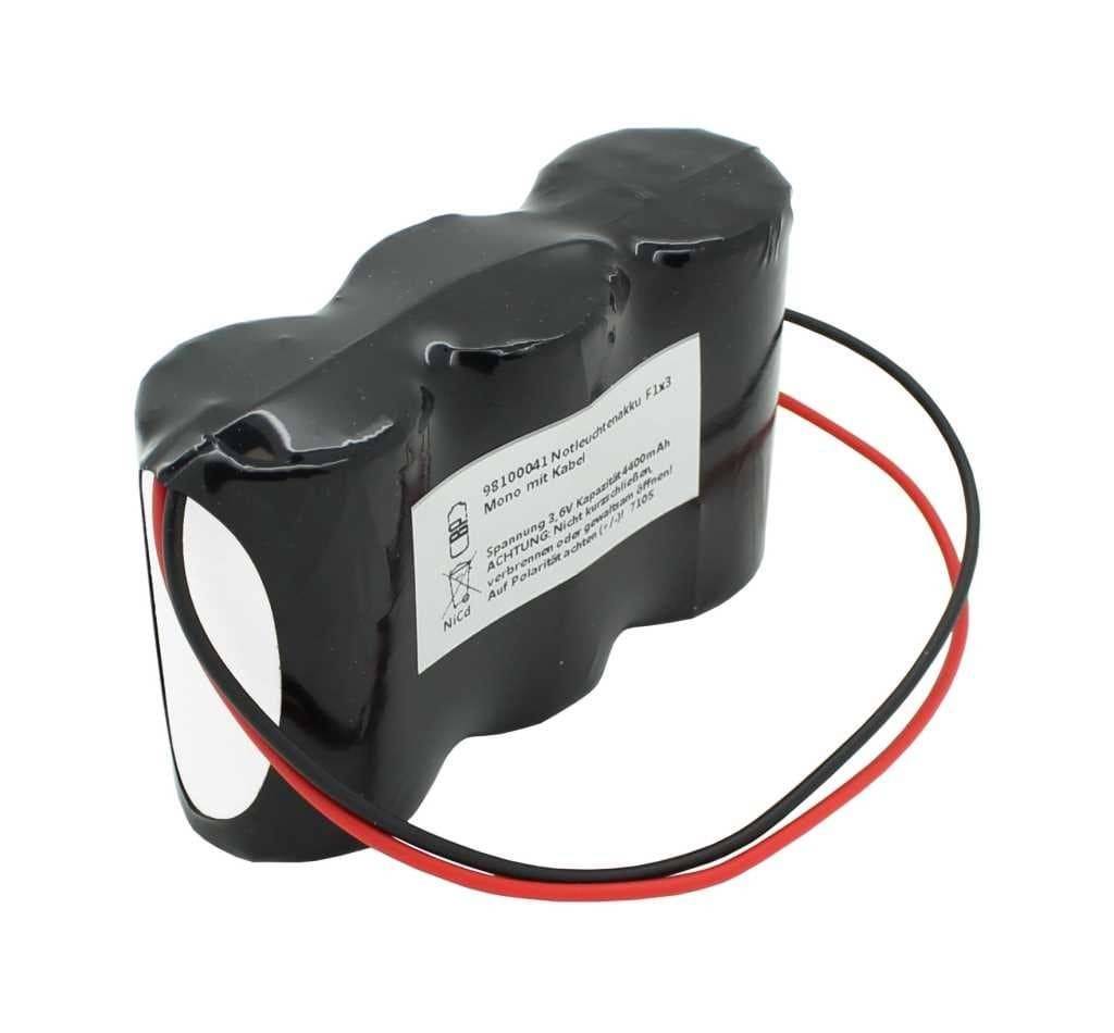 Batterie de lampe de secours NiCd 3.6V 4500mAh F1x3 Mono D avec câble de 200mm sur un côté, batterie 3.6V remplacée-0
