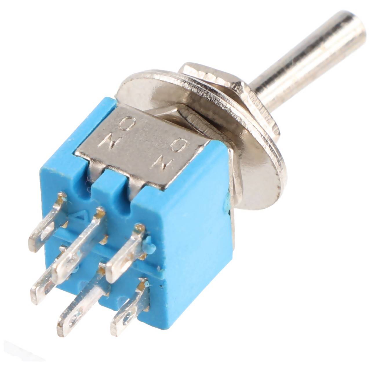 Interrupteur à bascule Goobay miniature, 2x UM, 6 broches, boîtier bleu - idéal pour le bricolage ou le modélisme-1