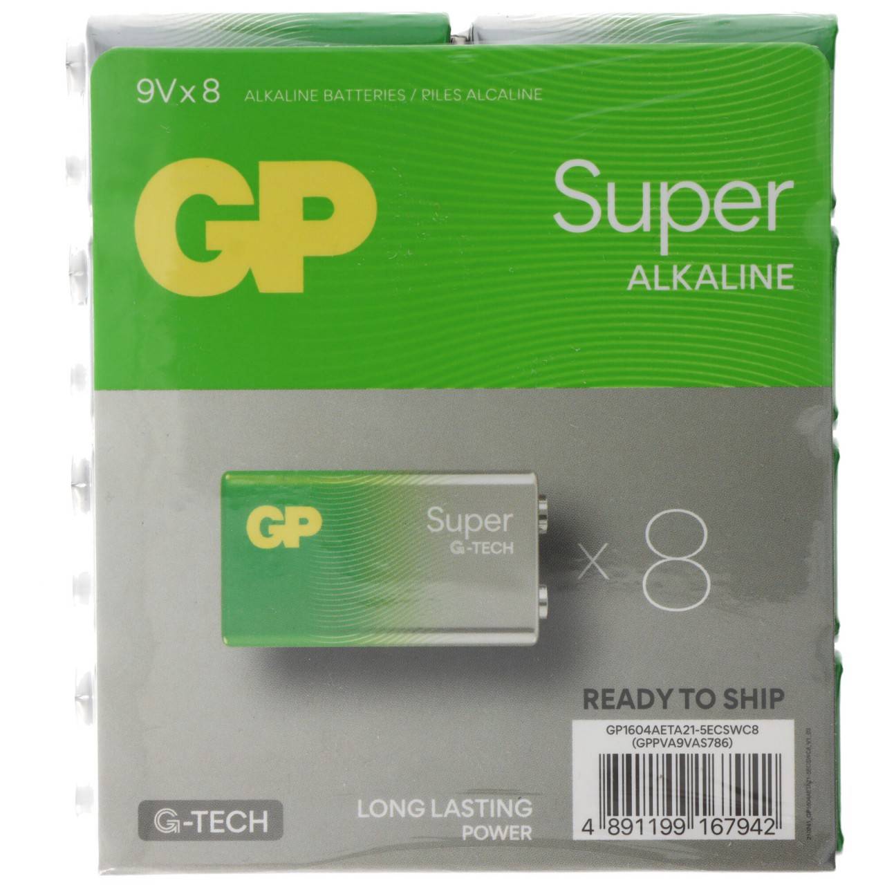 Pile 9V GP Alcaline Super 9V 8 pièces-0