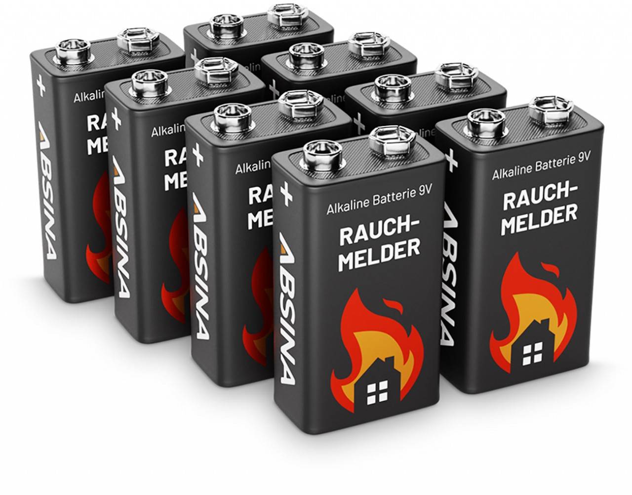 Pack de 8 piles bloc alcalines 9V 6LR61 idéales pour détecteurs de fumée, avertisseurs de fumée, appareils de mesure,...-0