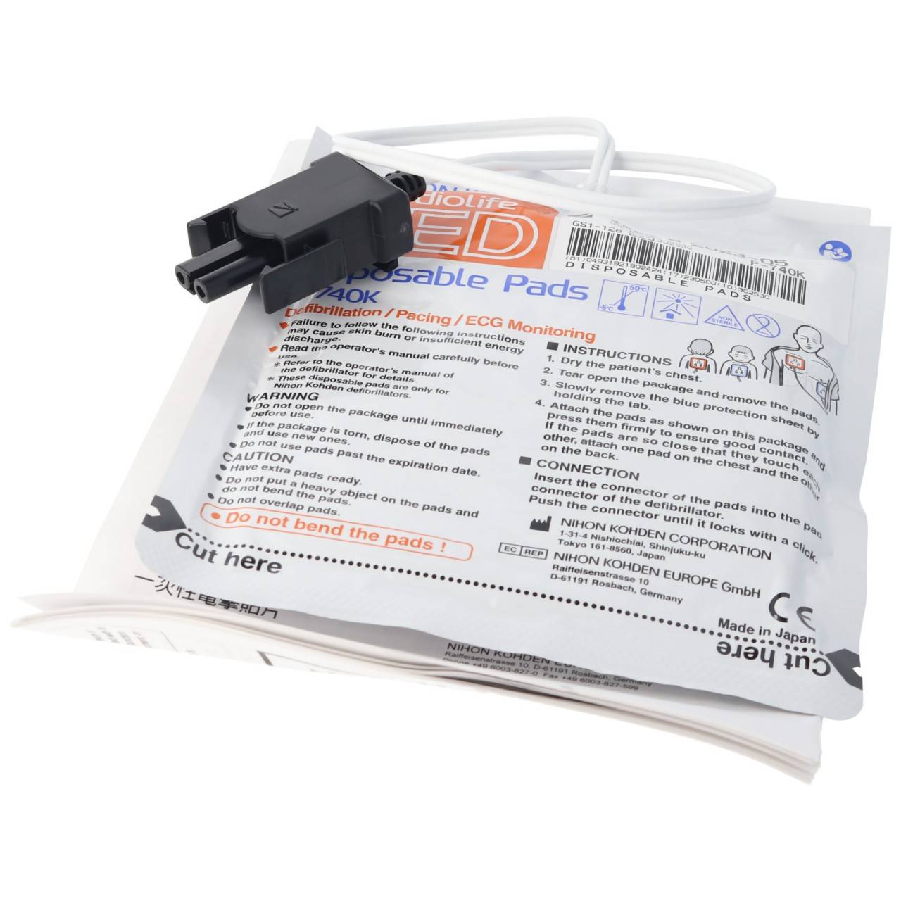 Plaquettes Defi-Electrode d'origine Nihon Kohden Cardiolife AED 2100 P-740K-2