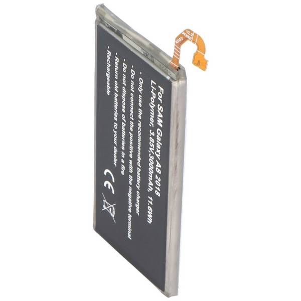 Batterie pour Samsung Galaxy A8 2018, Li-Polymer, 3.8V, 3050mAh, 11.6Wh, intégrée, sans outil