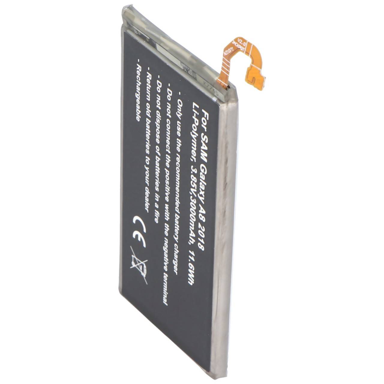 Batterie pour Samsung Galaxy A8 2018, Li-Polymer, 3.8V, 3050mAh, 11.6Wh, intégrée, sans outil-0