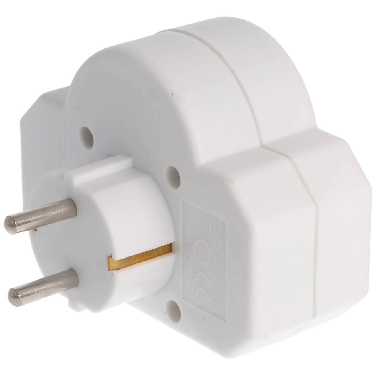 Prise multi 2x Euro et 1x contact de protection blanc avec interrupteur - ATTENTION PRISE DE TYPE F-3